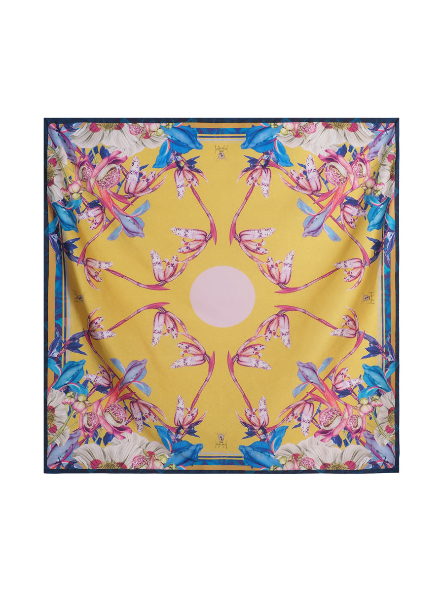 Yellow Shala Flower in Secret Garden Scarf
