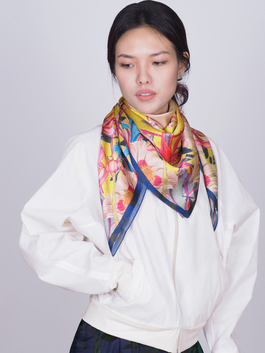 Yellow Shala Flower in Secret Garden Scarf