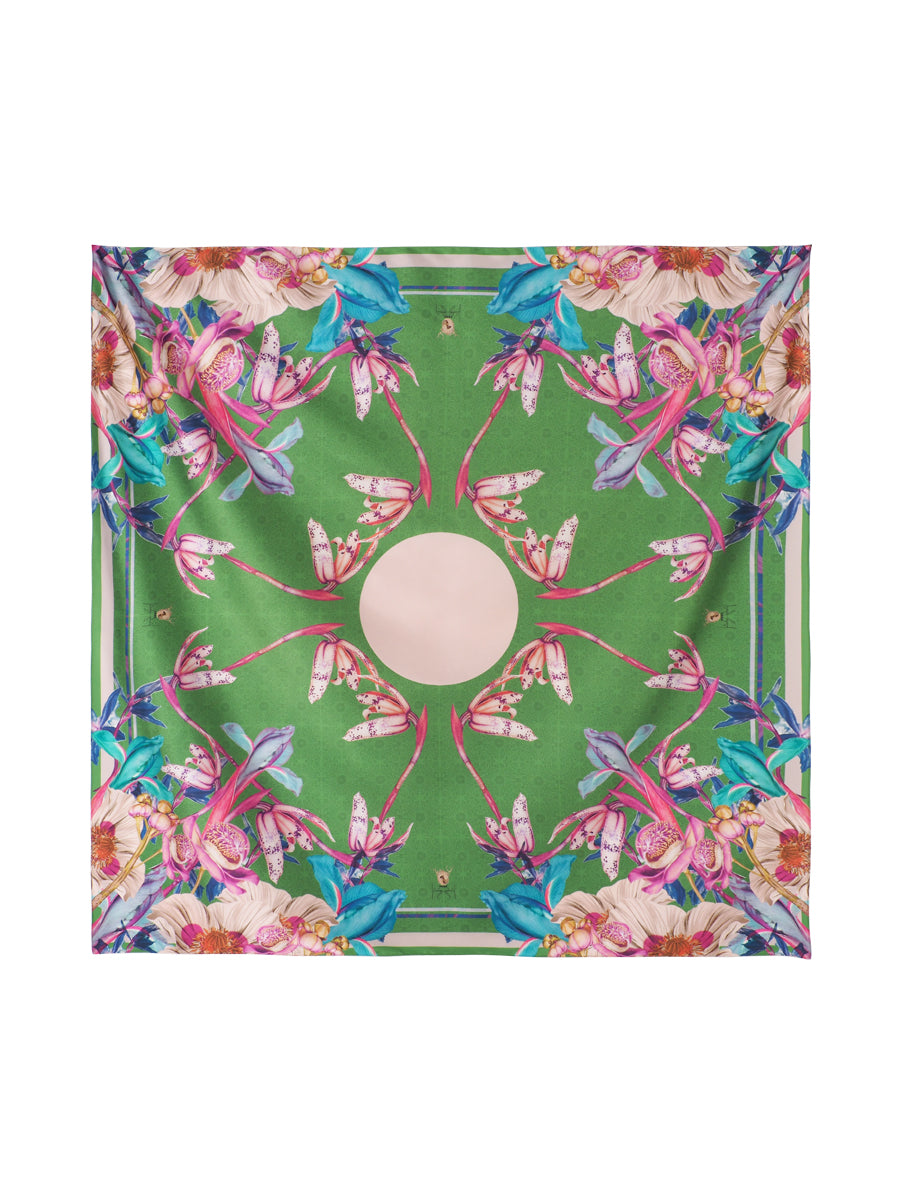 Green Shala Flower in Secret Garden Scarf
