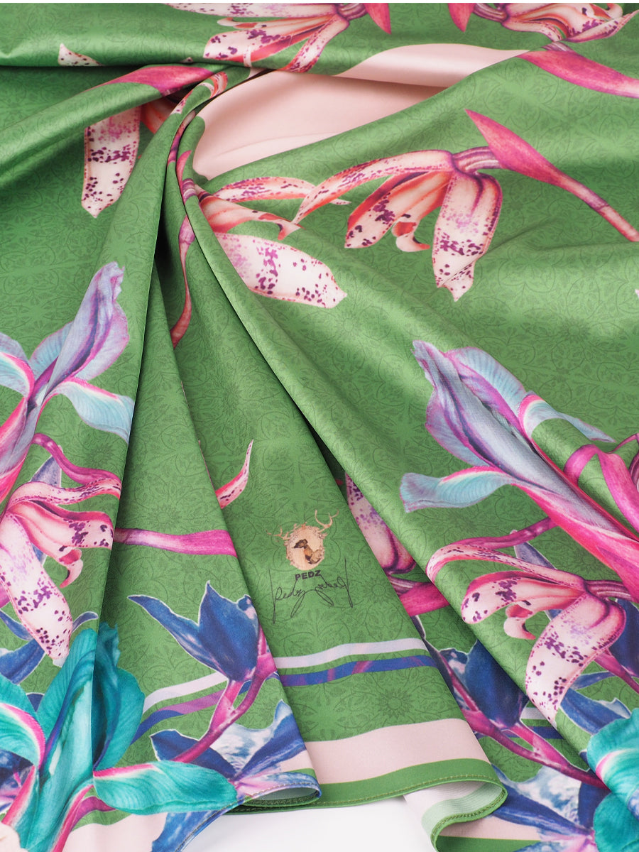 Green Shala Flower in Secret Garden Scarf