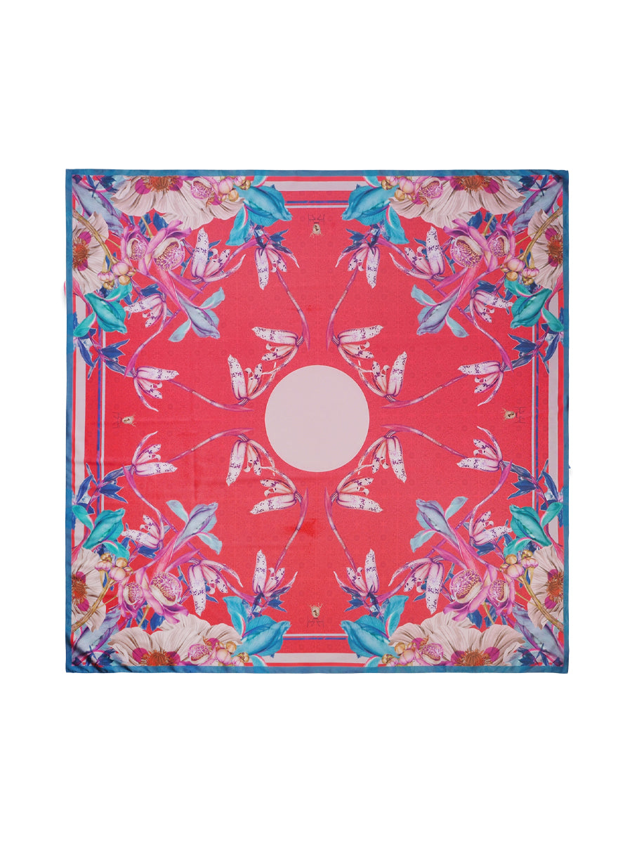 Red Shala Flower in Secret Garden Scarf