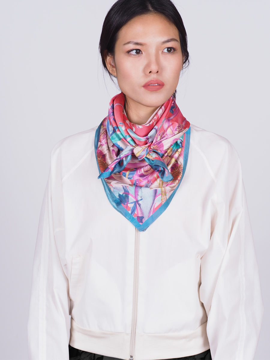 Red Shala Flower in Secret Garden Scarf