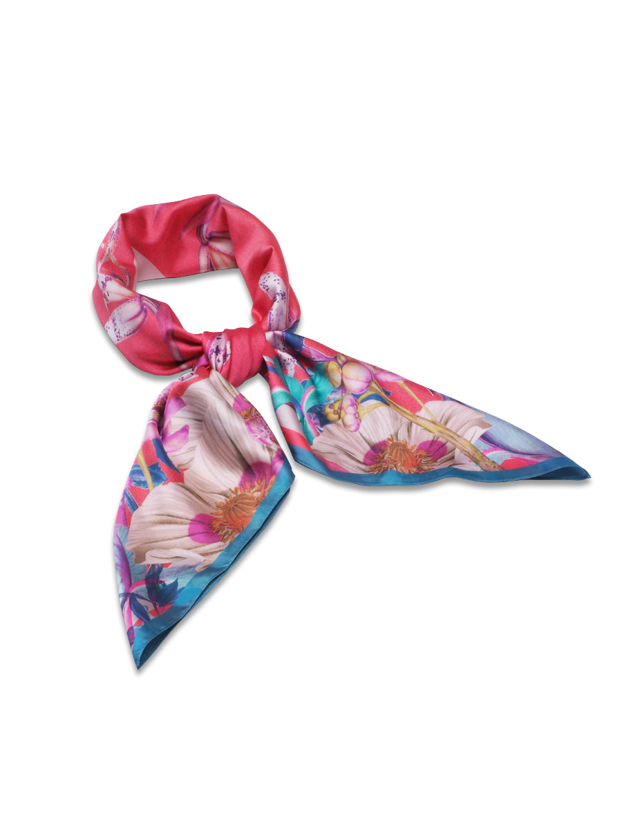 Red Shala Flower in Secret Garden Scarf