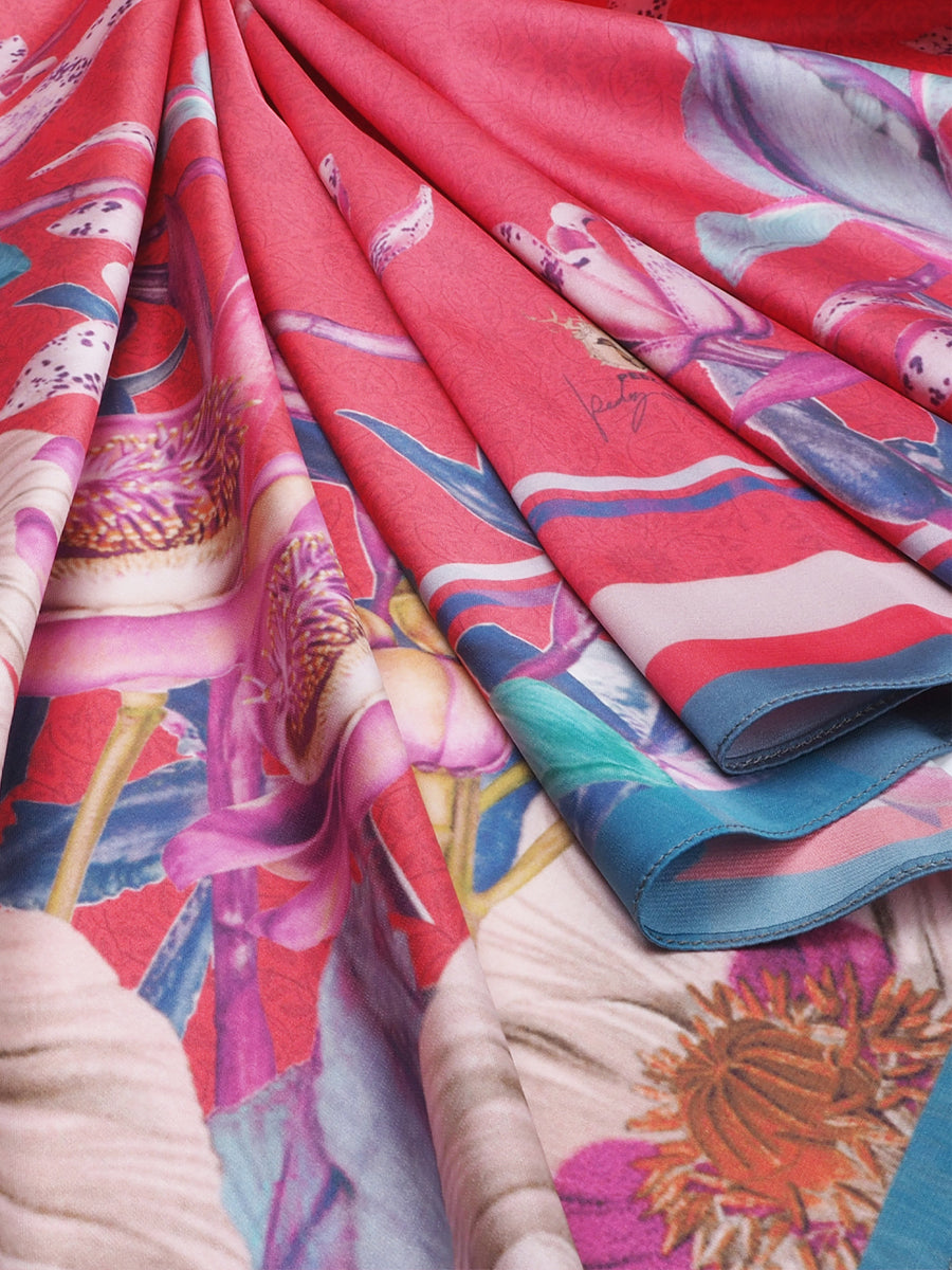 Red Shala Flower in Secret Garden Scarf