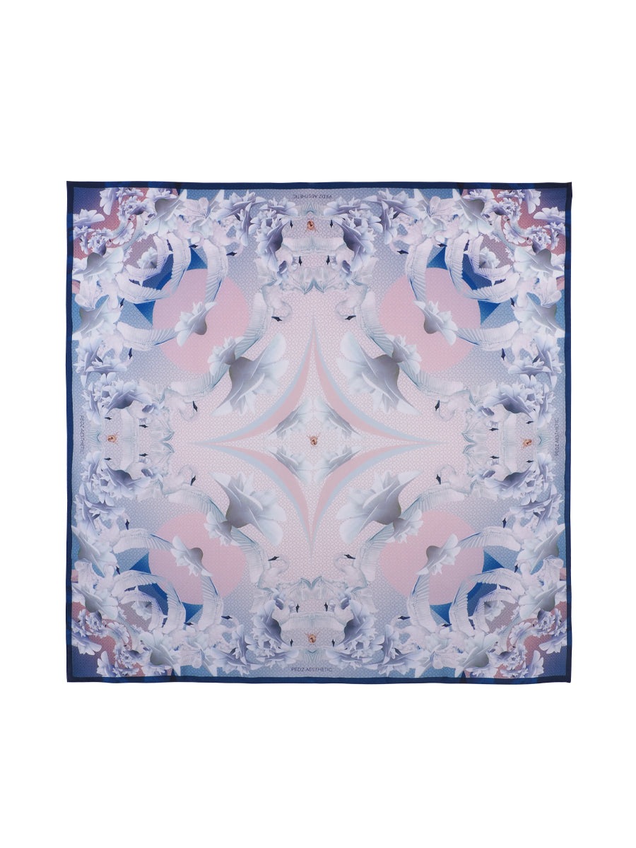 Pink Swan with Blue Rim Scarf