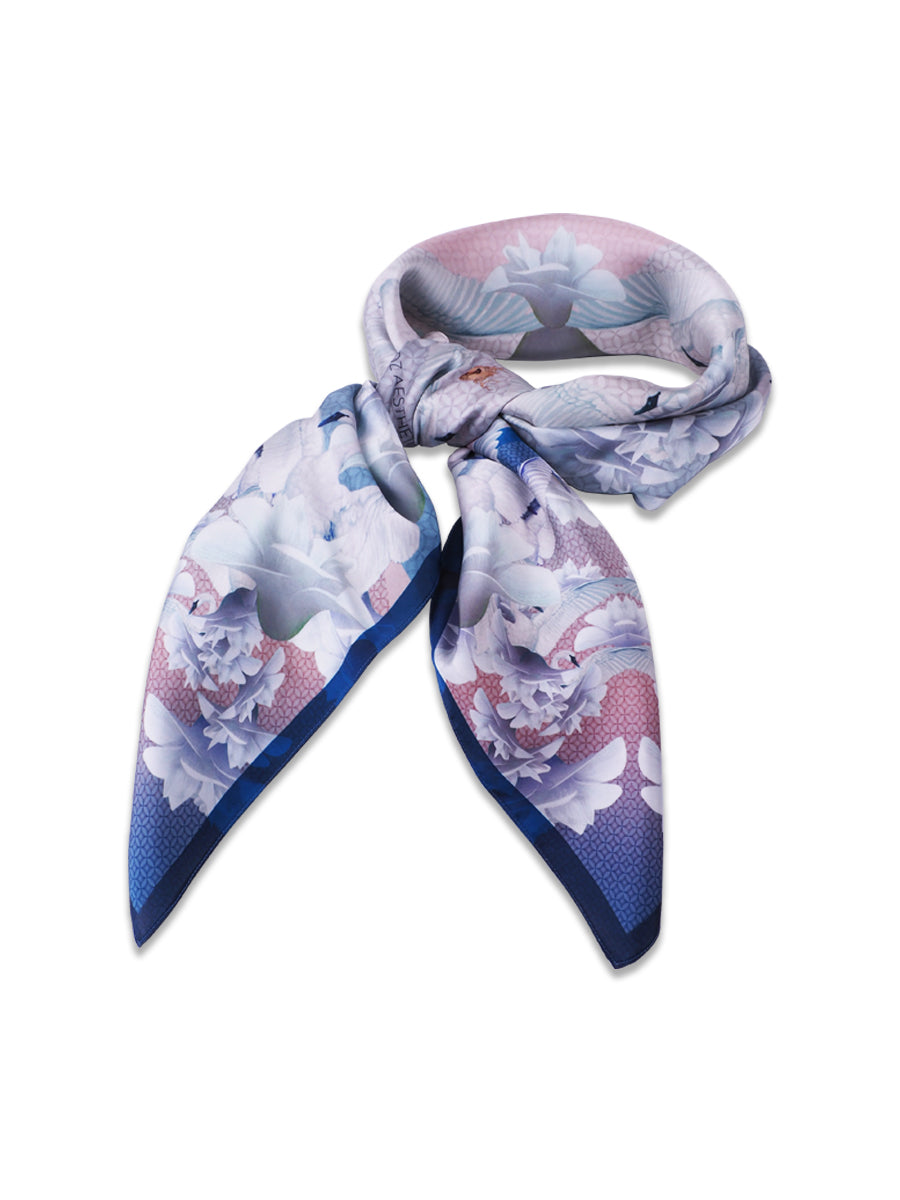 Pink Swan with Blue Rim Scarf