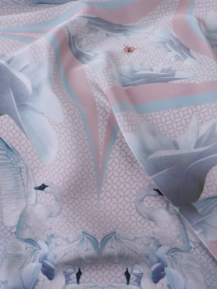 Pink Swan with Blue Rim Scarf
