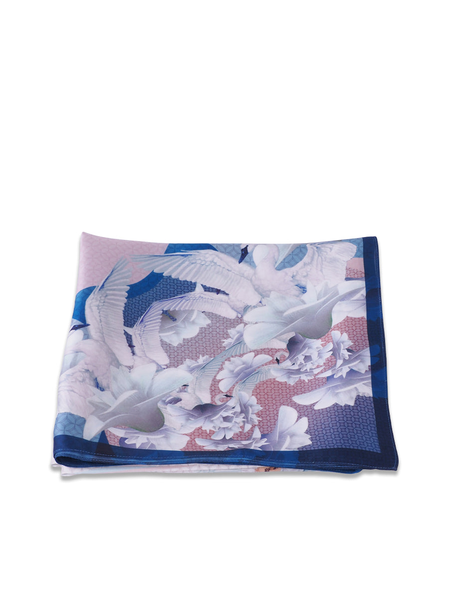 Pink Swan with Blue Rim Scarf