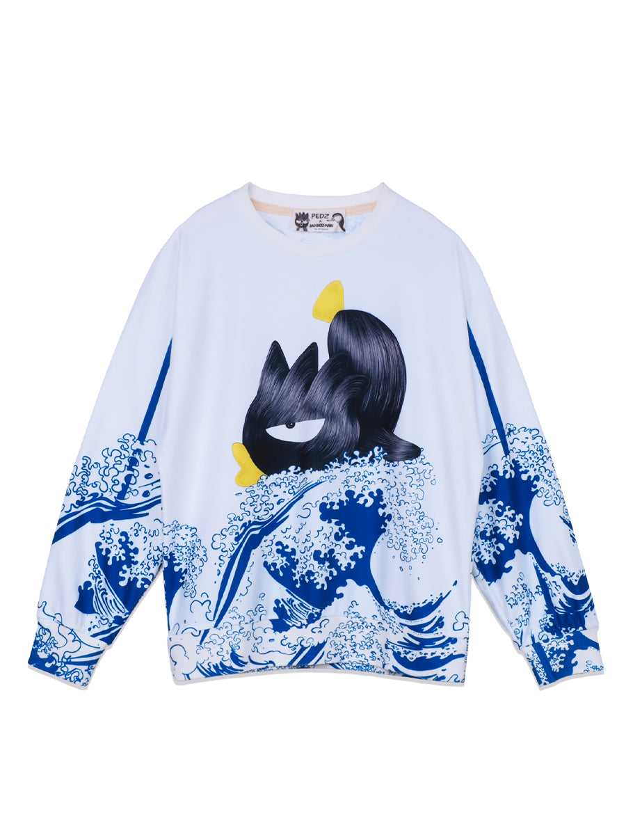 WHITE  THE GREAT WAVE SWEATSHIRT