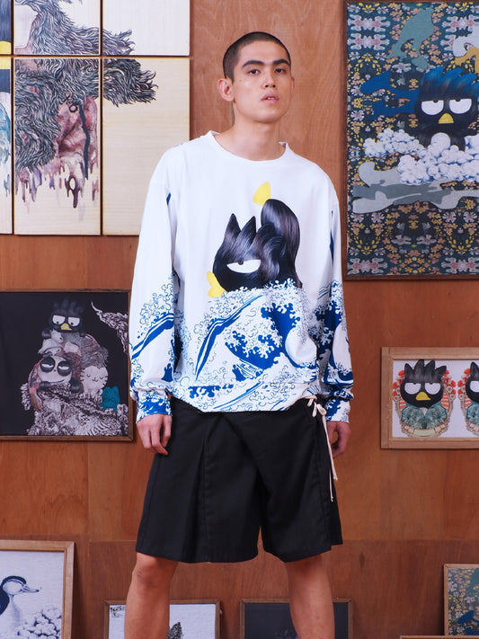 WHITE  THE GREAT WAVE SWEATSHIRT
