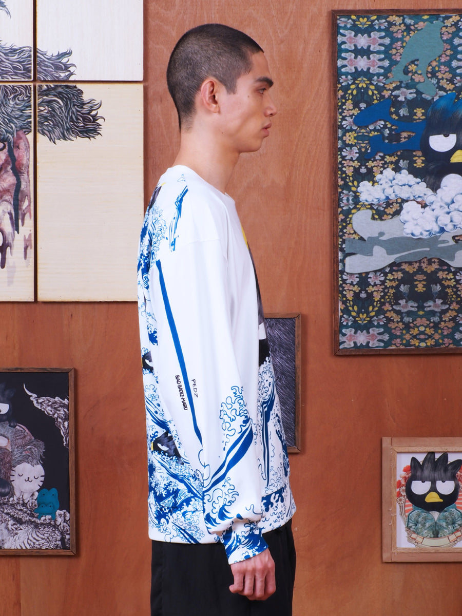 WHITE  THE GREAT WAVE SWEATSHIRT